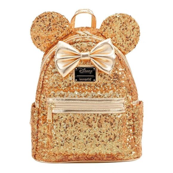 Loungefly x Disney Minnie Mouse Gold Sequin Mini Backpack